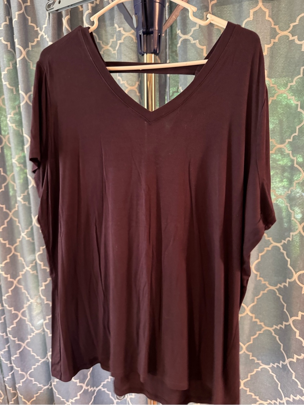Women's V-Neck Short Sleeve Top - Deep Purple